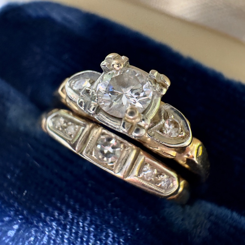 Vintage/ Antique Solid 14k Gold Genuine Diamonds Engagement Rings Estate Gold